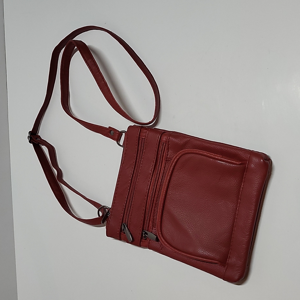 Crossbody Purse Bag PU Vegan Leather Dark Red Women's OS